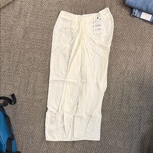 Zara Center Slit Linen Midi Skirt Size Small